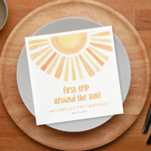 First trip around the sun 1st first birthday party napkin