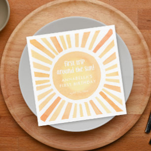 First trip around the sun 1st first birthday party napkin