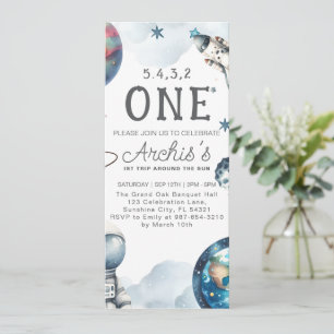First Trip Around the Sun Astronaut Birthday Invitation