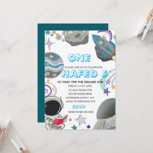 First Trip Around the Sun Astronaut Birthday Party Invitation