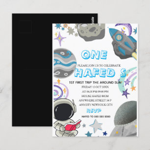 First Trip Around the Sun Astronaut Birthday Party Postcard