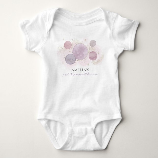 First Trip Around the Sun Baby Jersey Bodysuit (Front)