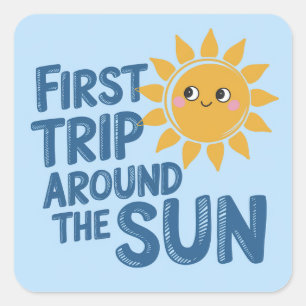  First Trip Around the Sun Birthday – 1st BDAY Square Sticker