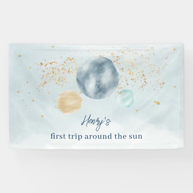 First Trip Around The Sun Birthday Banner Backdrop (Horizontal)