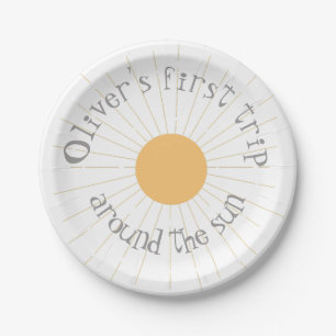 First Trip around the sun Birthday boho Paper Plate