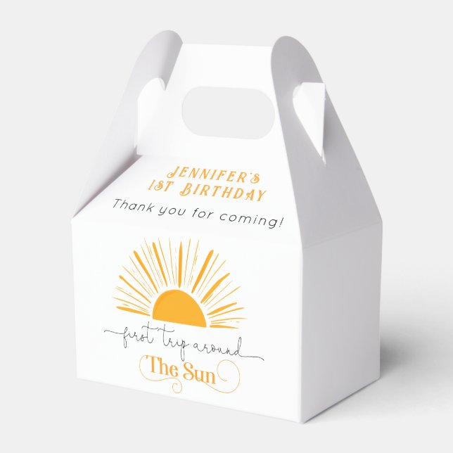 First trip around the sun birthday favour box (Front Side)