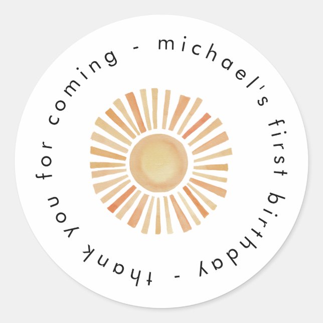   First Trip Around The Sun Birthday Favour Tag (Front)