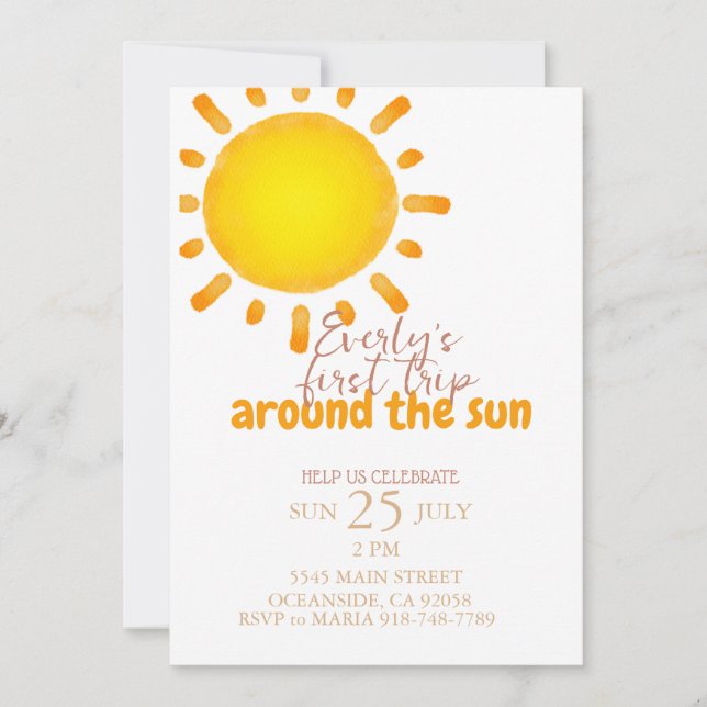 first trip around the sun Birthday Invitation (Front)