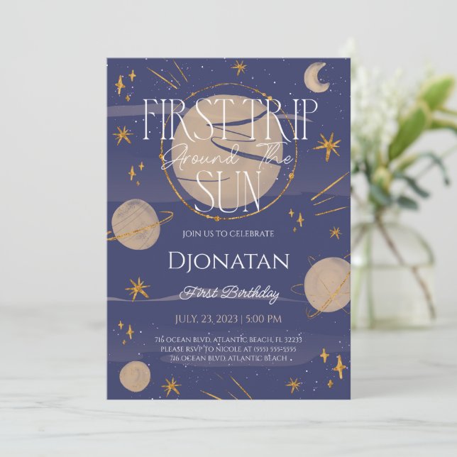 First Trip Around The Sun Birthday Invitation (Standing Front)