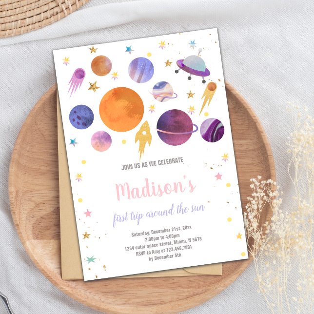 First Trip Around the Sun Birthday Invitation (First Trip round the sun Birthday Invitations)