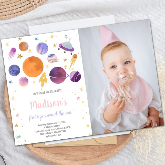 First Trip Around the Sun Birthday Invitation (First Trip round the sun Birthday Invitations phot)
