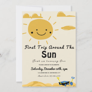 First Trip Around The Sun Birthday Party Invitatio Invitation