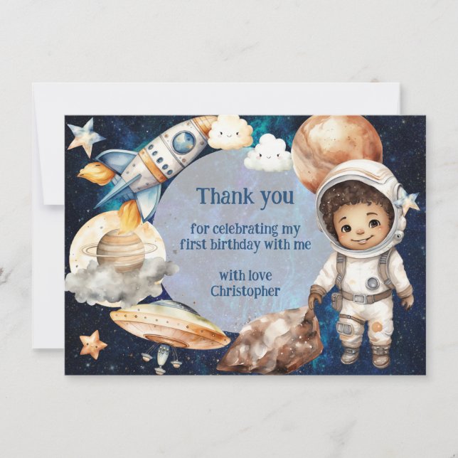 First Trip Around The Sun Birthday Thank you card (Front)