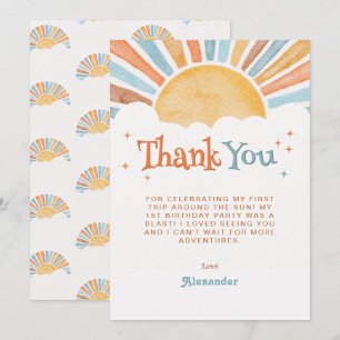 First Trip Around the Sun Birthday  Thank You Card