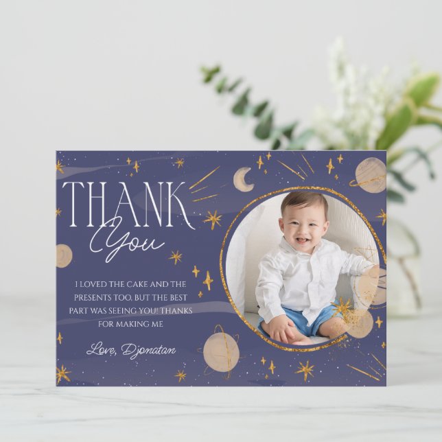First Trip Around The Sun Birthday Thank You Card (Standing Front)