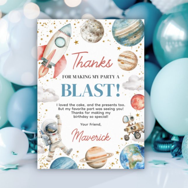 First Trip Around the Sun Birthday Thank You Invitation (First Trip Around the Sun Birthday Thank You - Outer Space Birthday Thank You Card)