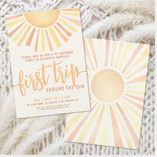 First Trip Around The Sun Boho 1st Birthday Invitation