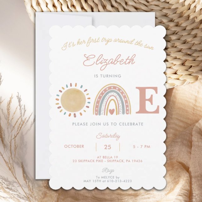 First Trip Around the Sun Boho 1st Birthday Invitation (Creator Uploaded)
