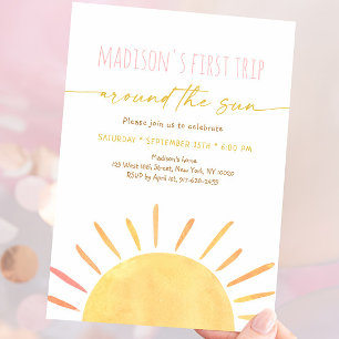 First Trip Around The Sun Boho Birthday Invitation
