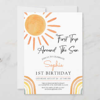 First Trip Around the Sun Boho Birthday Invitation