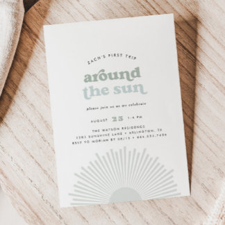 First Trip Around the Sun Boho Boys 1st Birthday Invitation