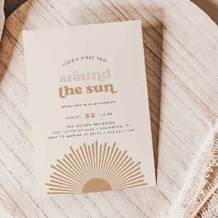 First Trip Around the Sun Boho Girls 1st Birthday Invitation