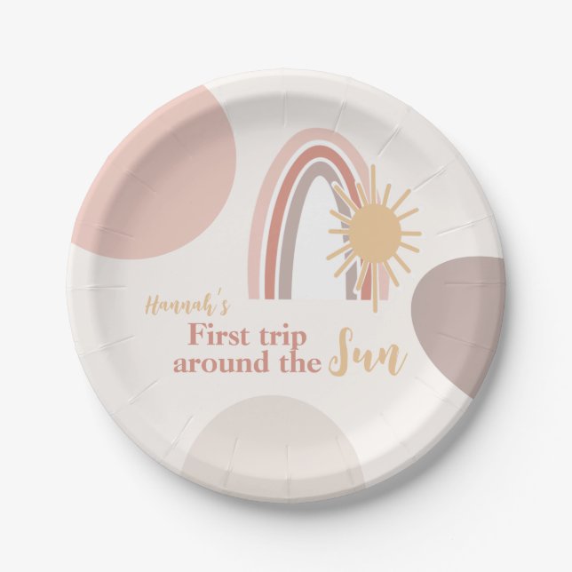 First Trip Around The Sun Boho Paper Plate (Front)