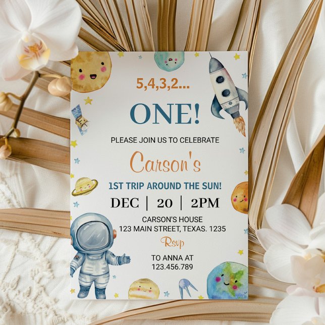 First Trip Around The Sun Boy Birthday Invitation (Creator Uploaded)