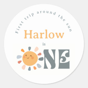 First trip around the sun classic round sticker