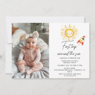 First trip around the sun Custom photo Invitation