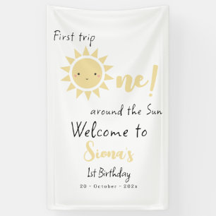First Trip Around The Sun Cute 1st Birthday Banner