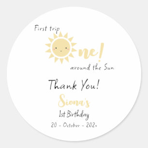 First Trip Around The Sun Cute 1st Birthday Classic Round Sticker
