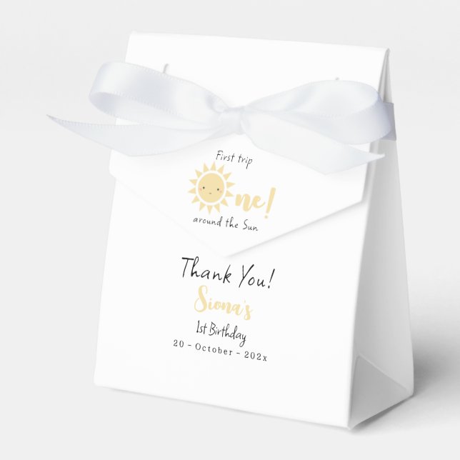First Trip Around The Sun Cute 1st Birthday Favour Box (Front Side)
