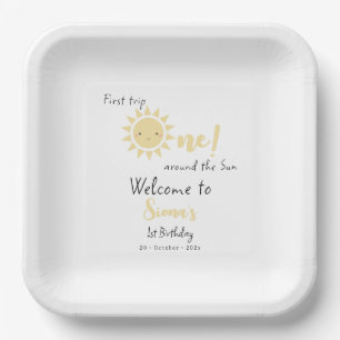 First Trip Around The Sun Cute 1st Birthday Paper Plate