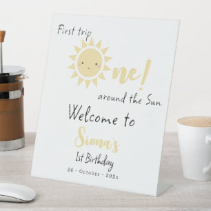First Trip Around The Sun Cute Birthday Welcome Pedestal Sign
