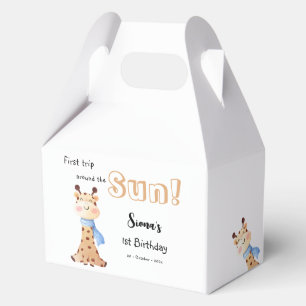 First Trip Around The Sun Cute Giraffe Birthday Favour Box