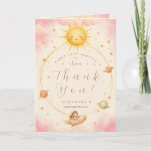 First Trip Around the Sun First Birthday Girl Thank You Card