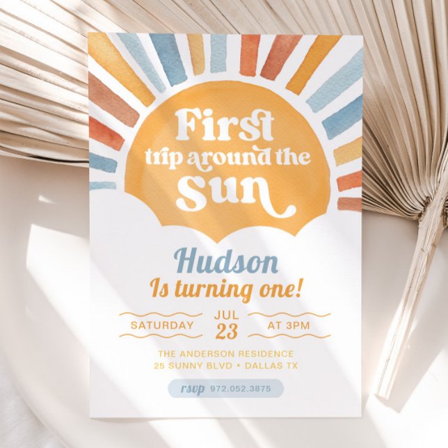 First Trip Around The Sun First Birthday Invitation (Creator Uploaded)