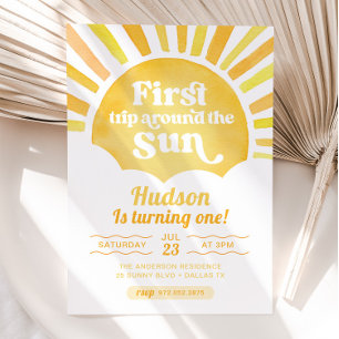 First Trip Around The Sun First Birthday Invitation