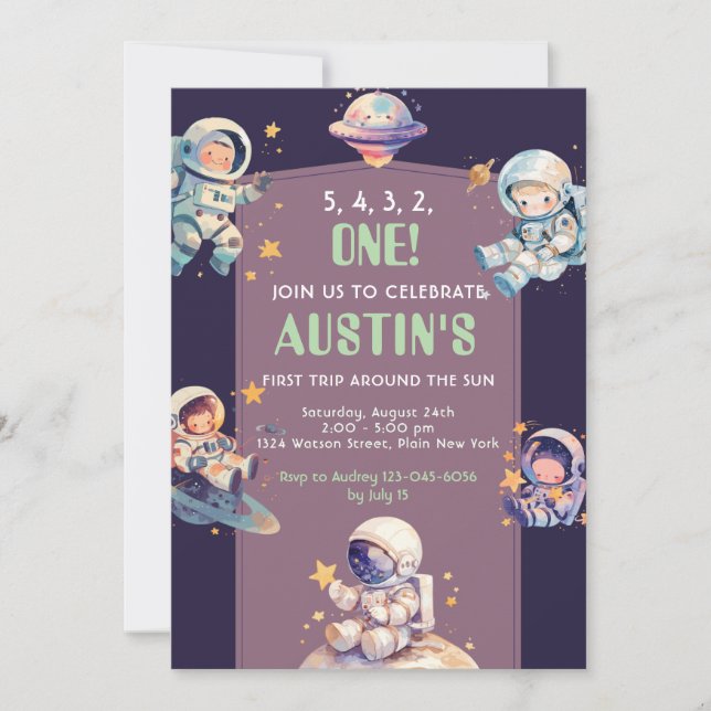 First Trip Around The Sun First Birthday Invitation (Front)