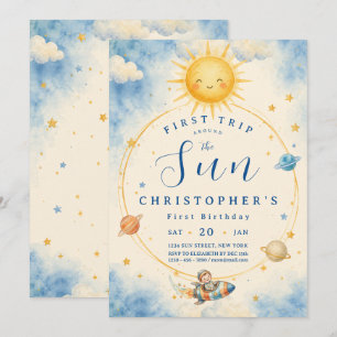First Trip Around the Sun First Birthday Invitation
