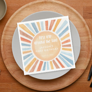 First trip around the sun first birthday party napkin
