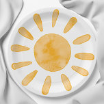 First Trip Around the Sun First Birthday Party  Paper Plate<br><div class="desc">Celebrate your little sunshine's big first birthday with this simple but incredibly cute 'first trip around the sun' birthday party paper plates! This design features a watercolor sun on a clean white background.</div>