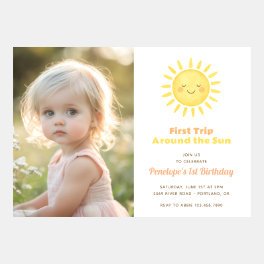 First Trip Around the Sun First Birthday Photo Invitation