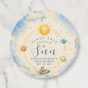 First Trip Around the Sun First Birthday Round Favour Tags