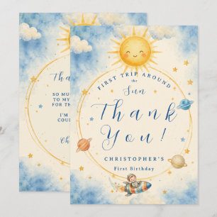 First Trip Around the Sun First Birthday Thank You Card