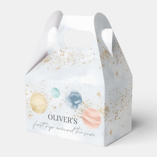 First Trip Around The Sun Gable Favour Box (Front Side)