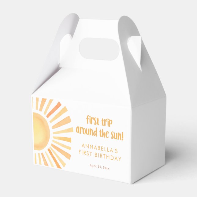 First trip around the sun gender neutral birthday favour box (Front Side)