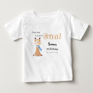 First Trip Around The Sun Giraffe 1st Birthday Baby T-Shirt