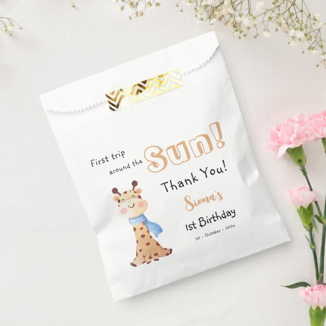 First Trip Around The Sun Giraffe 1st Birthday Favour Bags (Sealed)